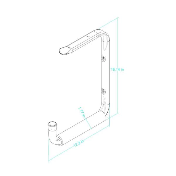2-in-1 Heavy Duty Wall Mounted Steel Padded Shelf Hanger and Tool Holder in Gray 50 lbs
