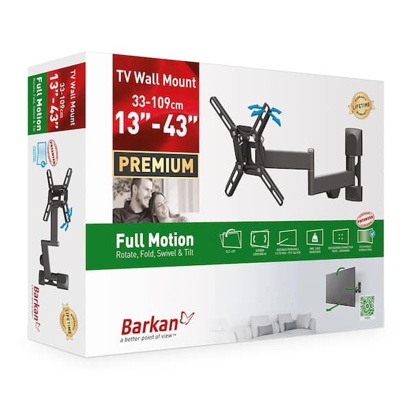 Barkan 13 in to 39 in Full Motion - 4 Movement Flat TV Wall Mount, up to 55 lbs, UL certified