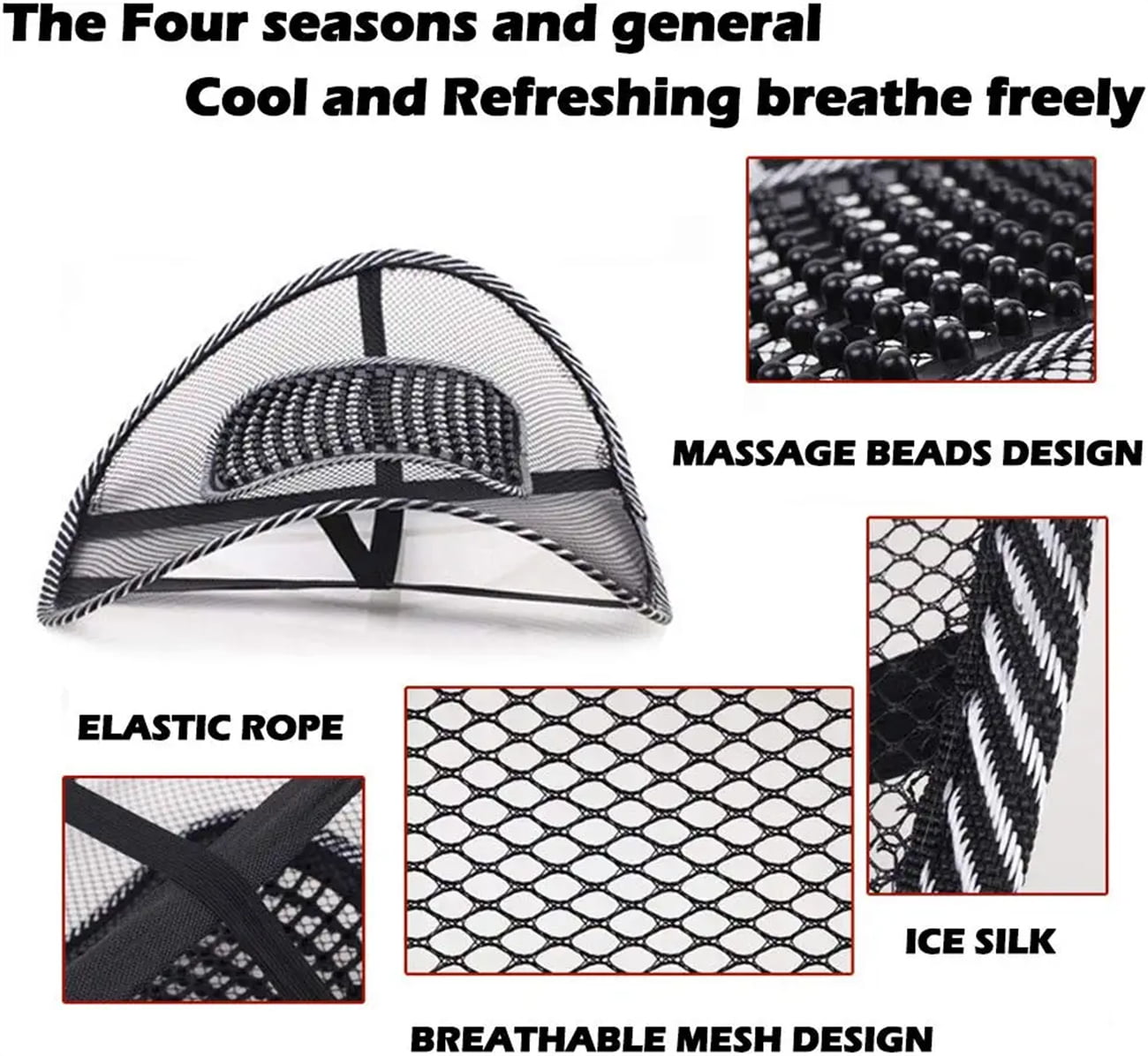 Casewin Car Seat Chair Massage Back Lumbar Support Mesh Ventilated Cushion Pad Auto Seat Back Cushion Home Office Waist Breathable Density Mesh for Back Pain and Poor Posture Fits to All Chair