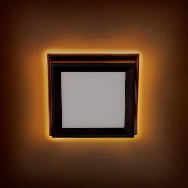 Low Profile 5 in. Matte Black Square LED Flush Mount with Night Light Feature J-box Compatible Dimmable (8-Pack)