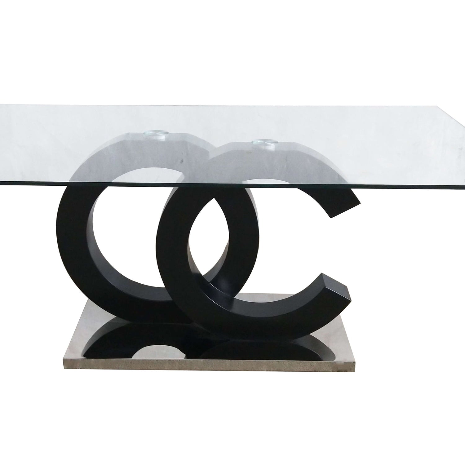 Global Furniture USA Matte Black & Stainless Steel Dining Table