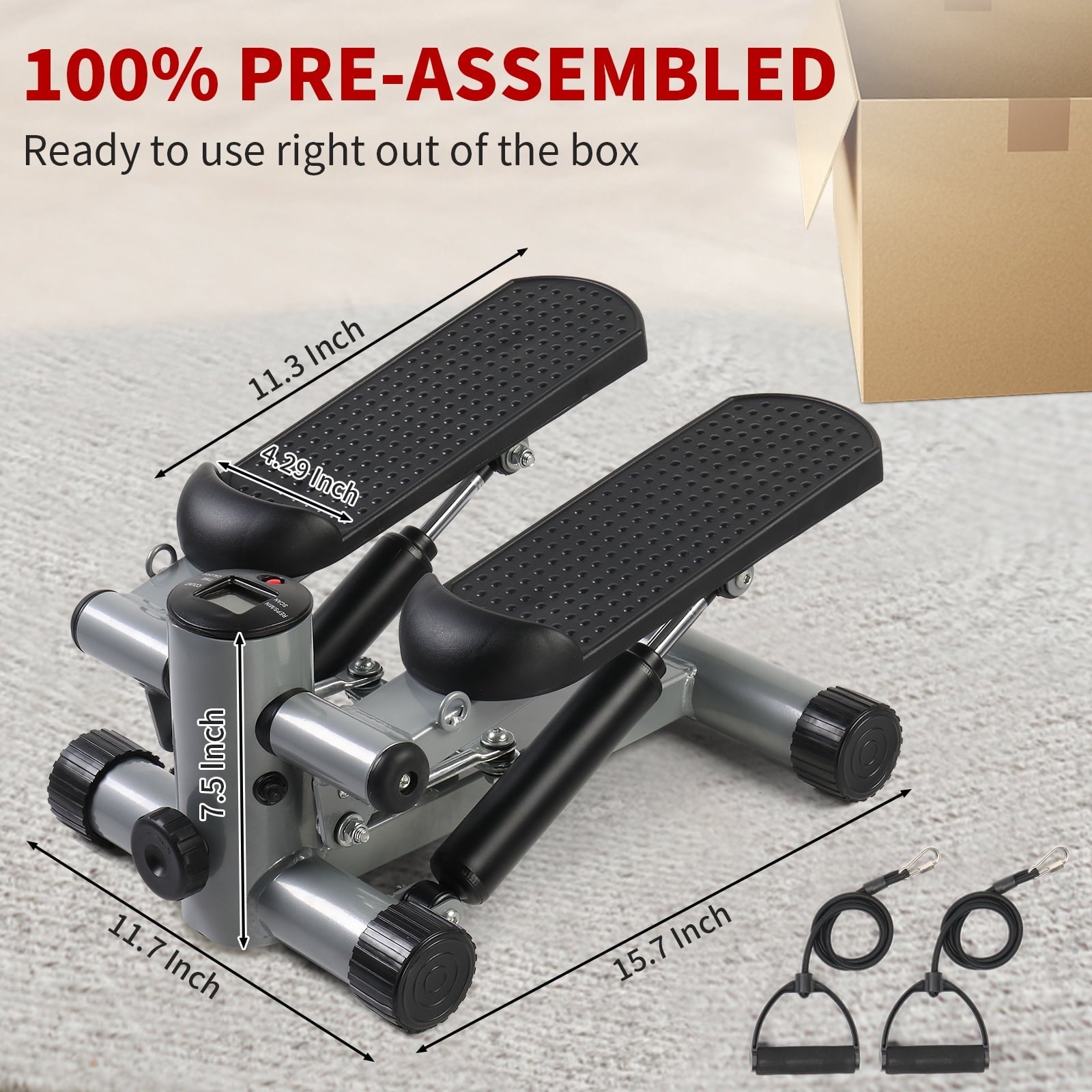 Zimtown Air Climber Aerobic Mini Stair Stepper Fitness Step, Twister Exercise Machine, with Resistance Bands, for Home Gym