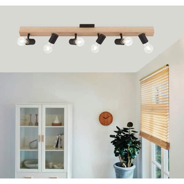 Kingswood 37.80 in. Wood/Black Incandescent Track Lighting Kit