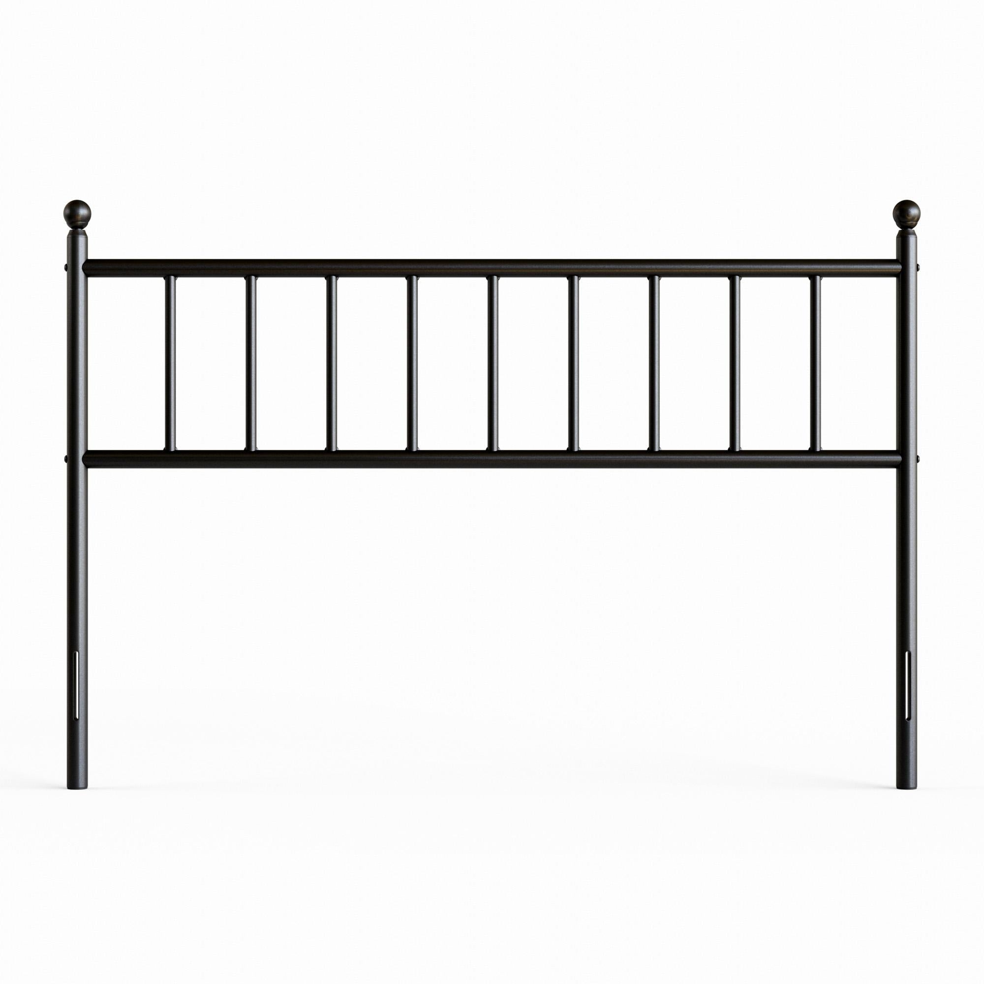 Rest Haven Steel Vertical Bar Metal Headboard, Black, Queen