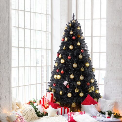 6ft Black Premium Hinged Artificial Xmas Christmas Pine Tree Halloween