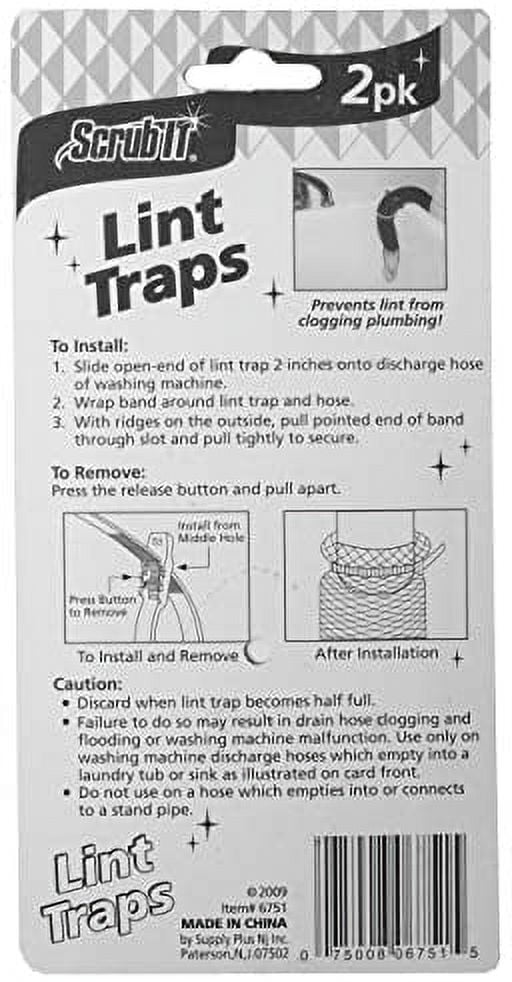 24 Premium Lint Traps with 24 Long Lasting Ties for Washing Machines by Scrub-It. Light Aluminum mesh Filter Won't Rust, Easy Installation,12 Pack (x2)