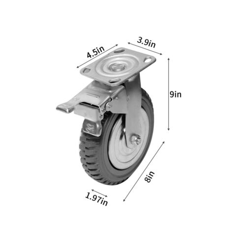 uyoyous 8 Inch Solid Caster Wheels Casters Heavy Duty Anti-Skid Polychloride ...