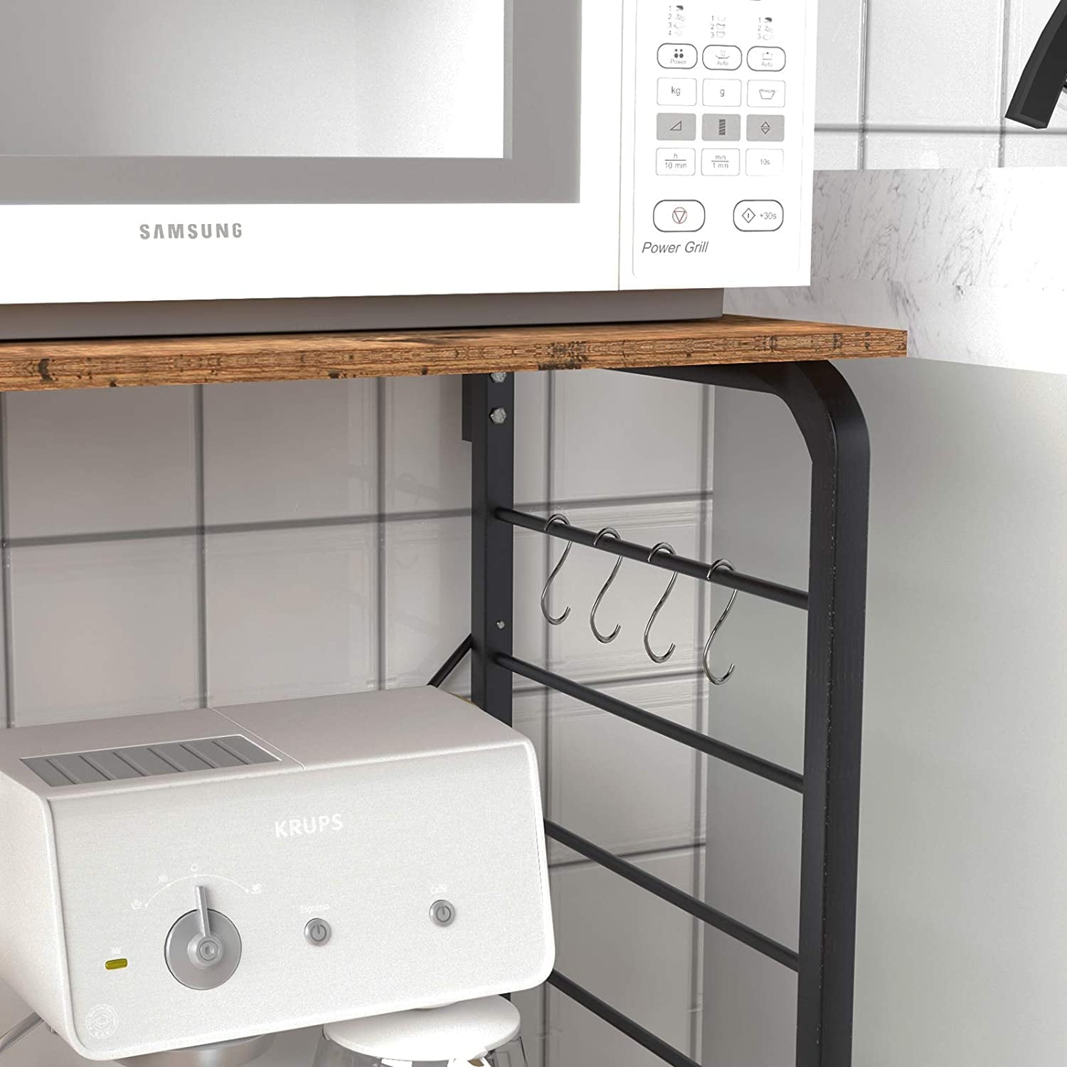 SOGES Kitchen Baker's Rack  Metal 4-Tier Microwave Storage Stand Rustic Brown