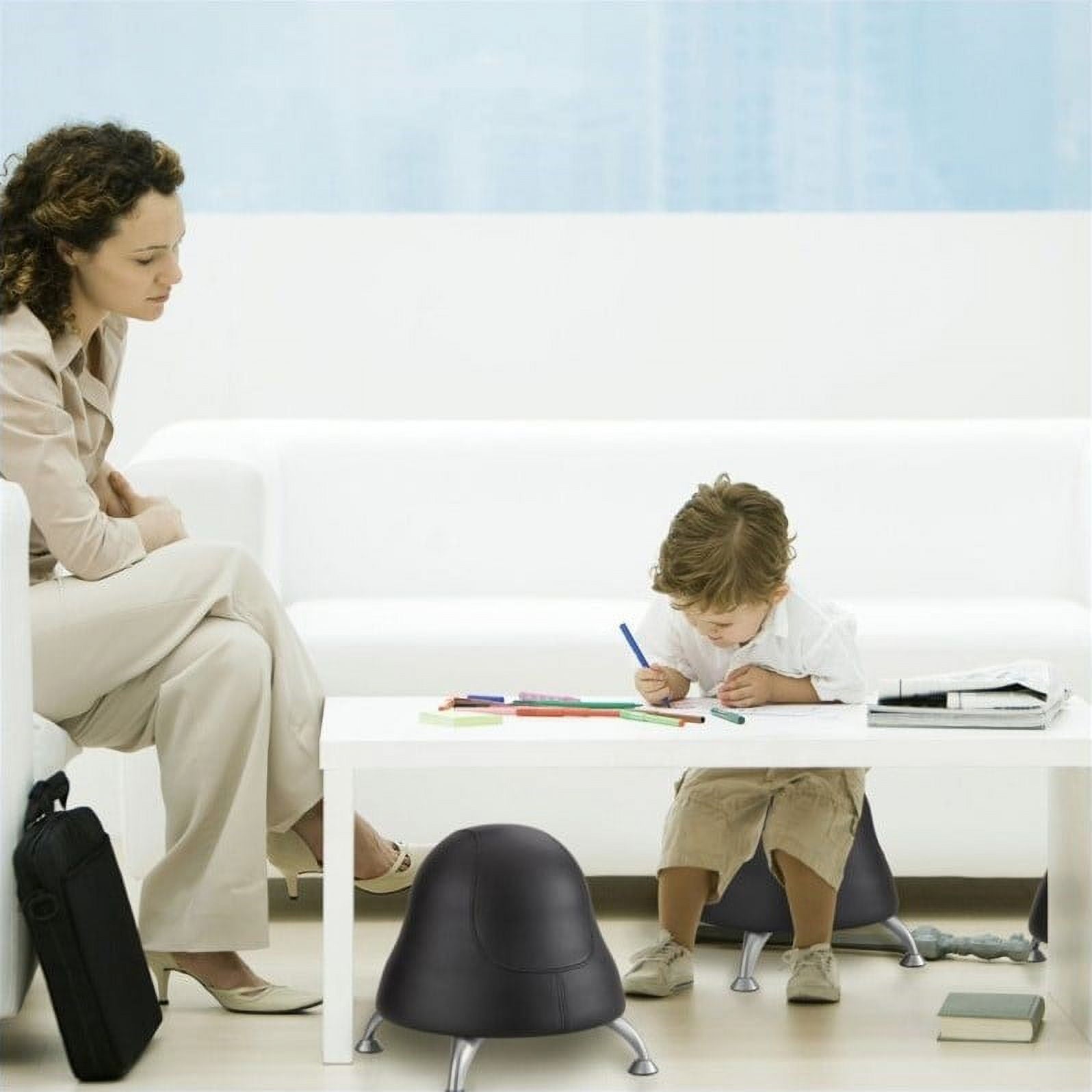 Pemberly Row Ball Office Chair in Black Vinyl
