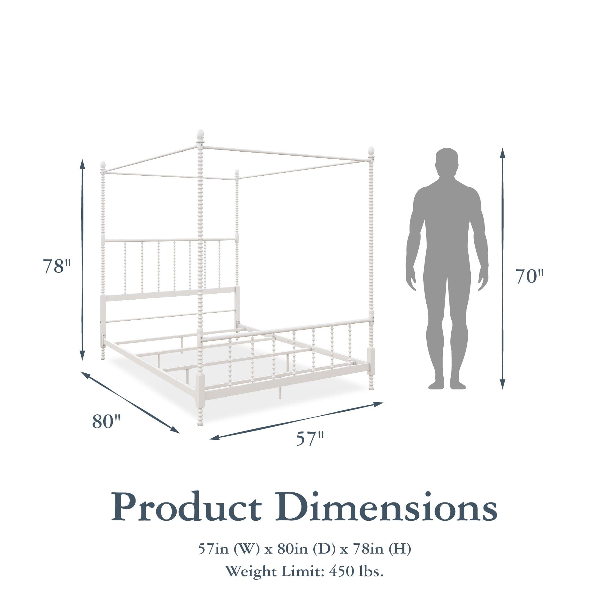 Teen Novogratz Hayden Metal Canopy Bed, Full, White
