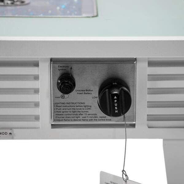 Walbrooke Modern White Patio Square Fire Pit Table with Aluminum Slats Frame