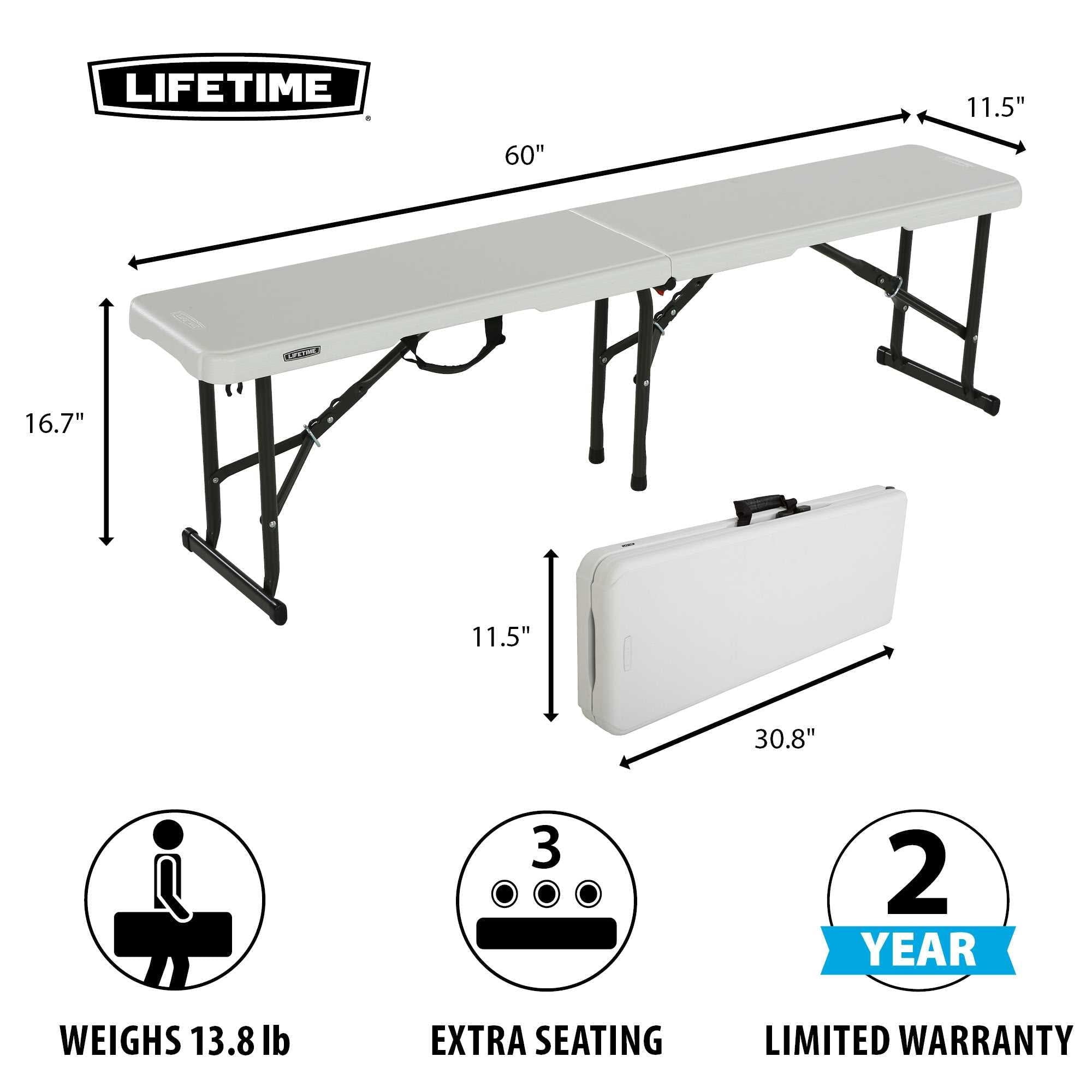 Lifetime 5 Foot Fold-in-Half Bench, Indoor/Outdoor, Light Commercial Grade, Pearl (80503)