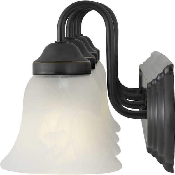 Solvang 30 in. 4-Light Antique Bronze Vanity Light with Etched Alabaster Glass Shades