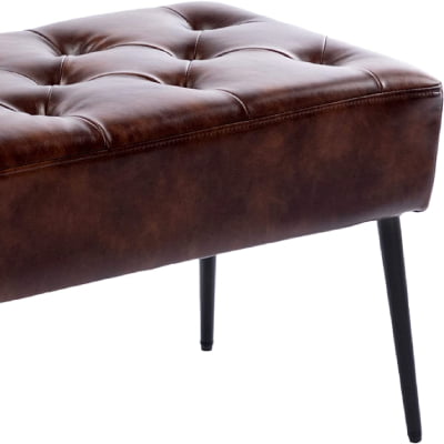 Duhome Ottoman Bench Faux Leather Upholstered Benches for Bedroom Entryway, Modern Tufted End of Bed Bench Accent Indoor Bench, Brown