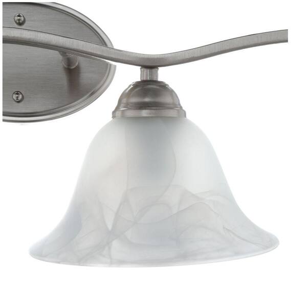 Andenne 34.3 in. 4-Light Transitional Brushed Nickel Bathroom Vanity Light Fixture with Marbleized Glass Shades