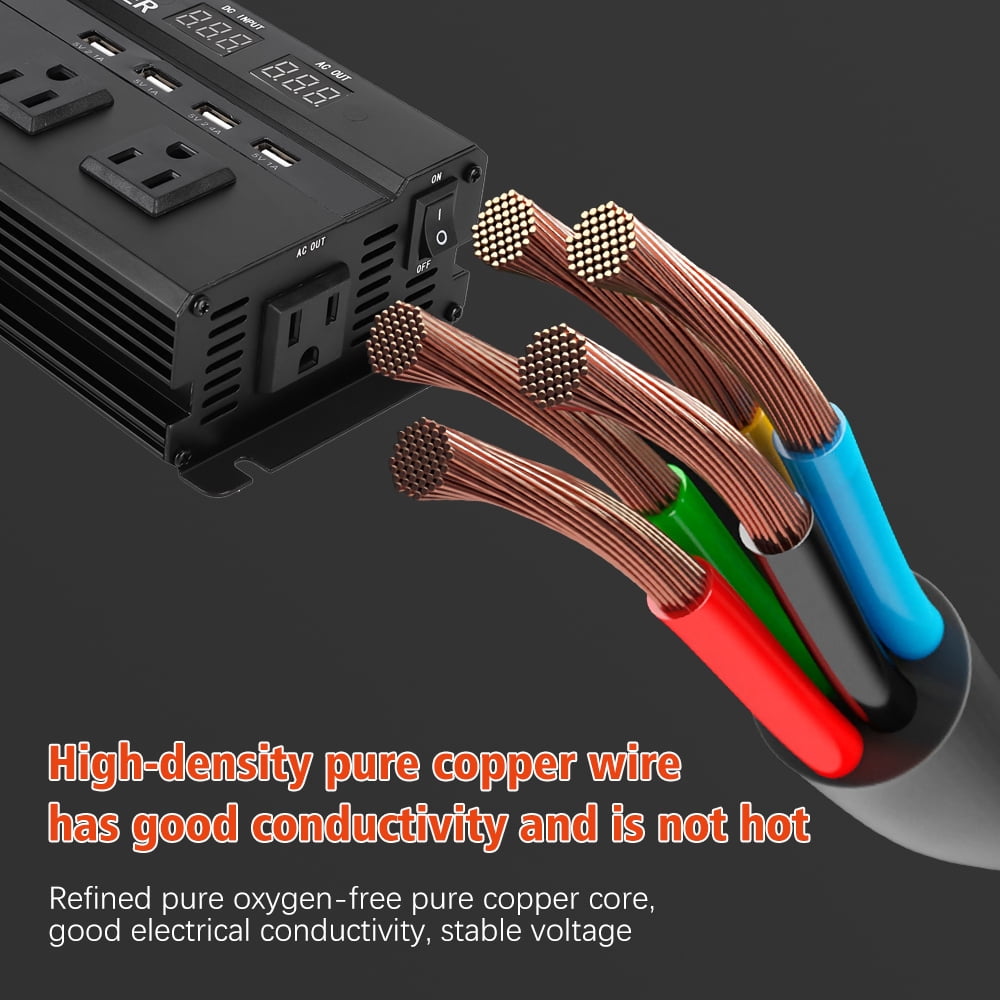 DFITO  3000W Car Power Inverter Watt DC 12V/24V to AC 110V Vehicle Converter RV Truck