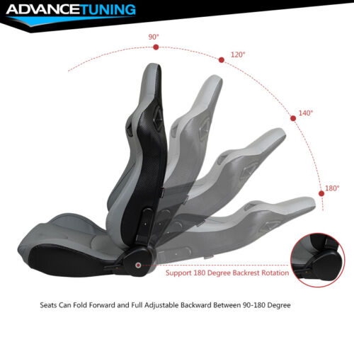 Reclinable Racing seat Left Drive + Dual slider Grey PU &Carbon Leather Back