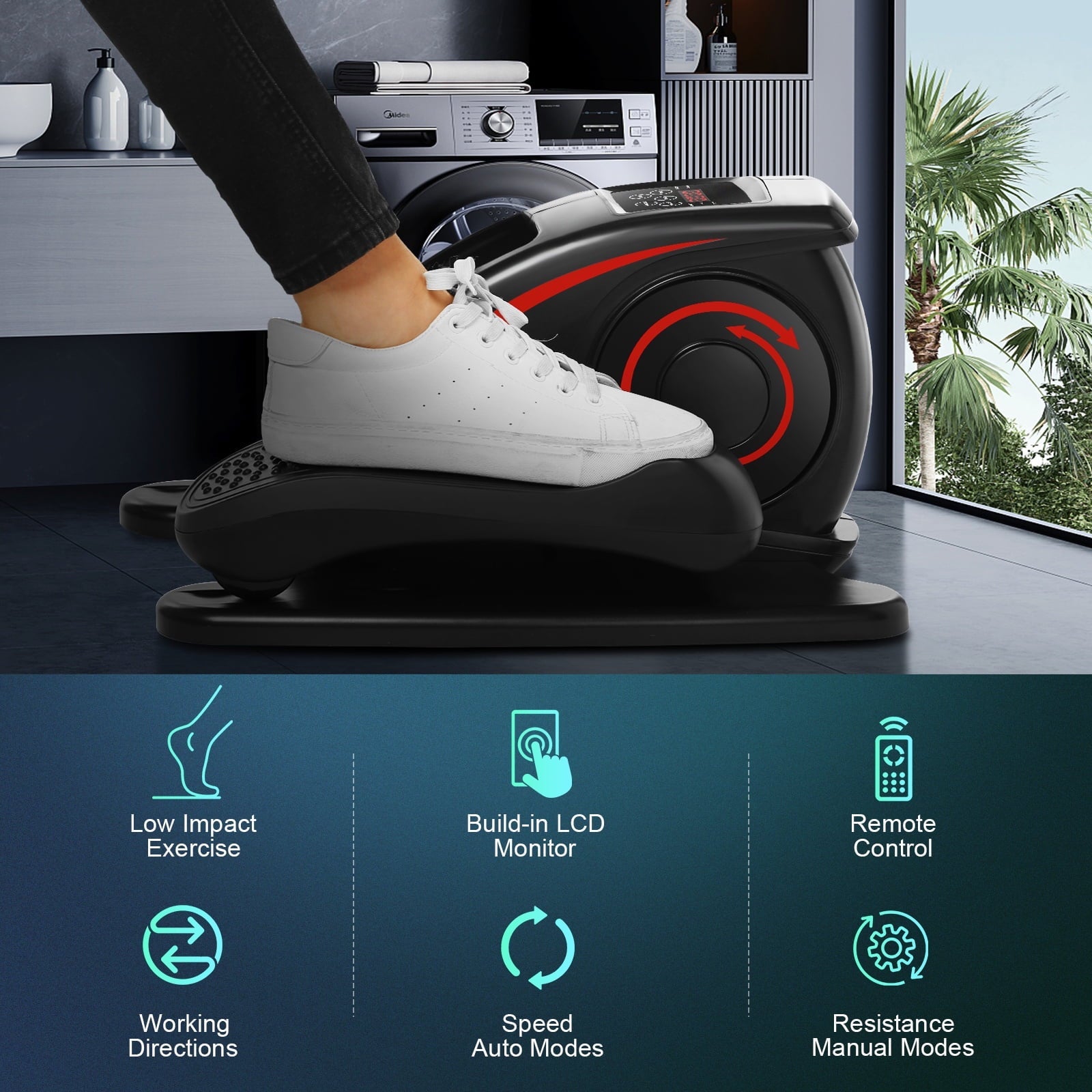 VIBESPARK Under Desk Elliptical Pedal Exerciser Seated Elliptical Machines with Remote & Data Monitor, Mini Elliptical Trainer for Home Use, Office, Gifts for Parents