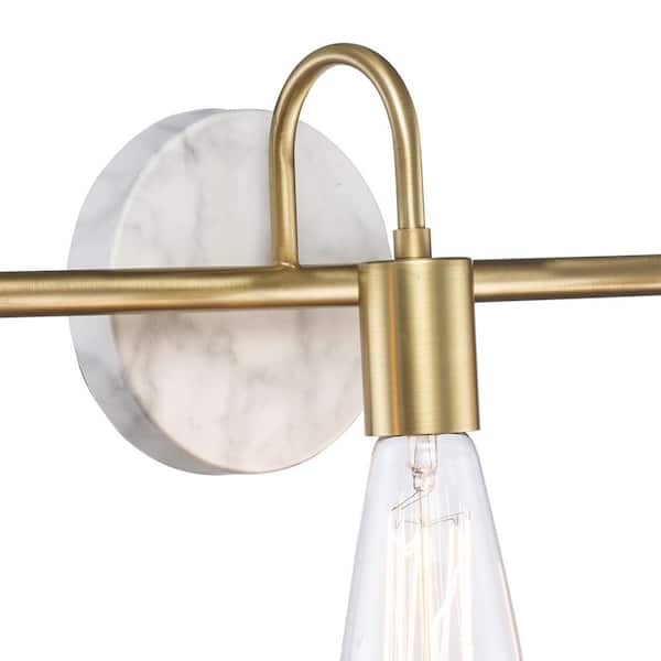 Hensley 21 in. 3-Light Gold and Faux Marble Bathroom Vanity Light Fixture