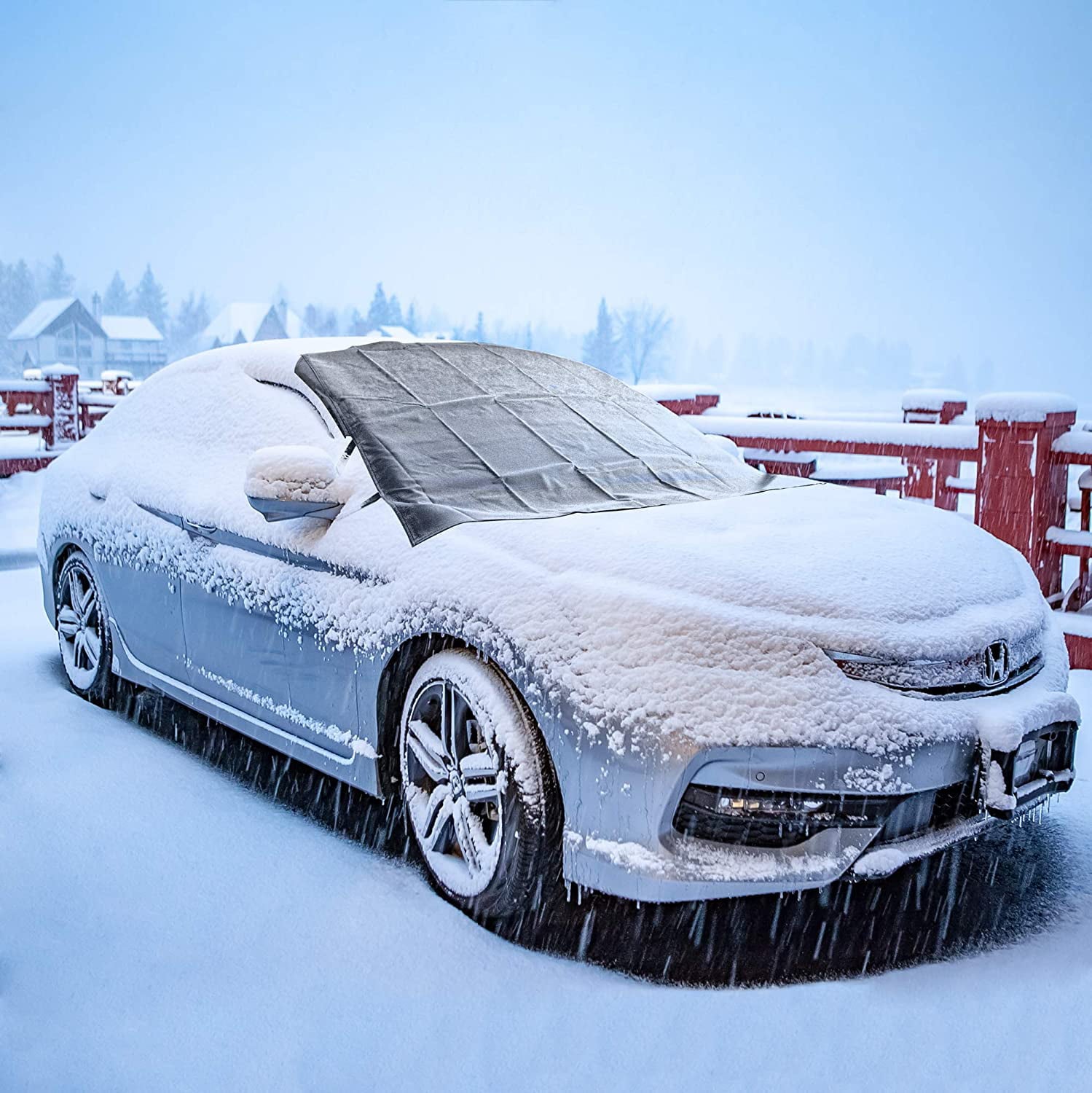 Oxgord Windshield Snow Cover Black Car Shade Ice Removal Winter Summer Universal Fit (Front Cover) (WSSC-01)