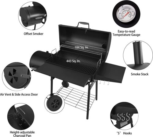 Royal Gourmet Charcoal Grill With Offset Smoker - CC1830FC