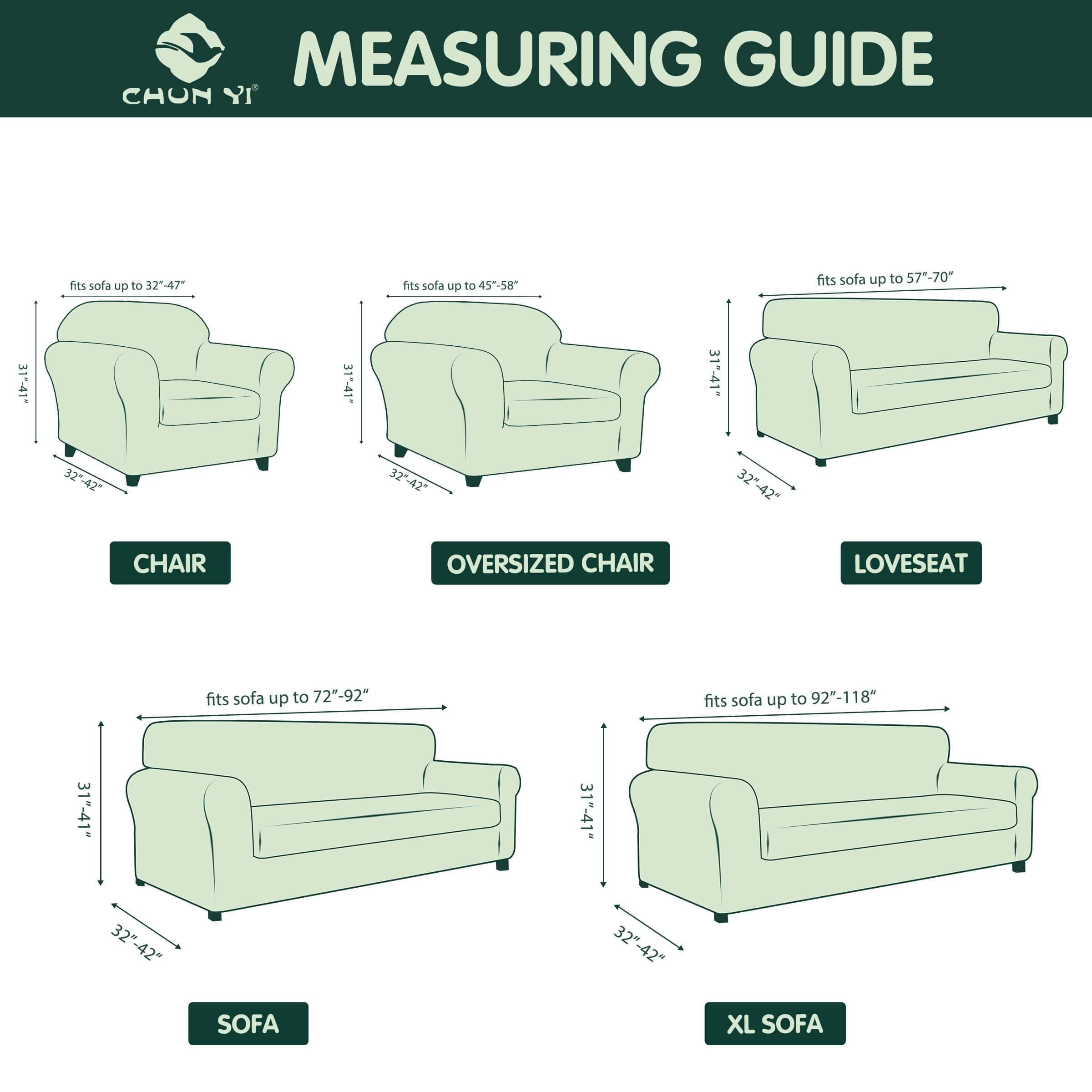 CHUN YI Stretch 2-Piece Checks Sofa Cover with Cushion Cover Slipcover, Sofa, Grey