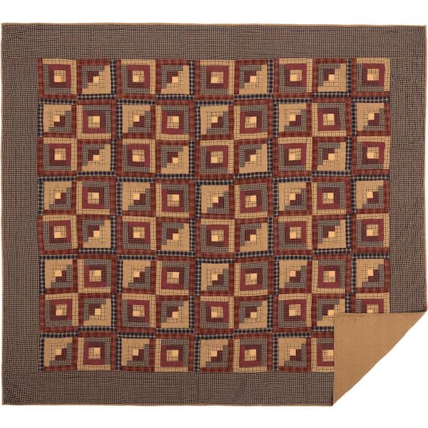 Millsboro Burgundy Khaki Navy Rustic Patchwork King Cotton Quilt