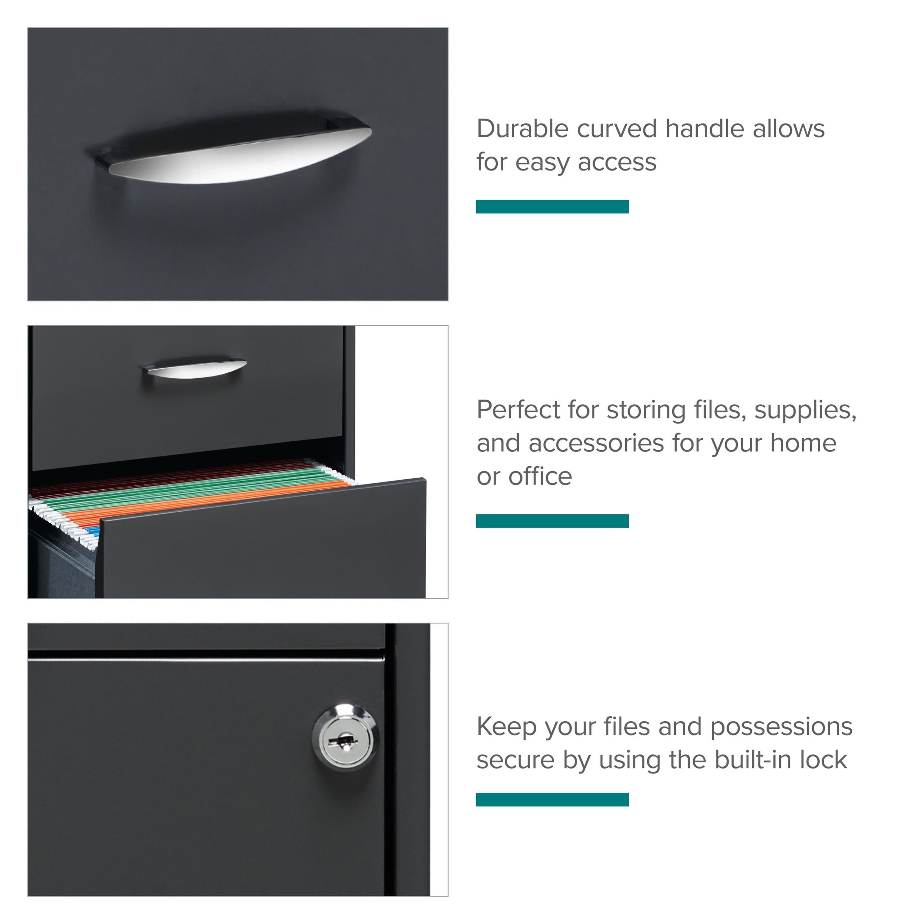 Space Solutions 3 Drawer Letter Width Vertical File Cabinet with Pencil Drawer, Charcoal