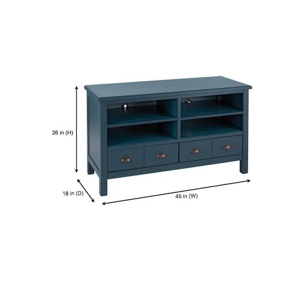 Whitehaven Charleston Blue Wood TV stand with Adjustable Shelves and Two Drawers (45 in. W x 26 in. H)