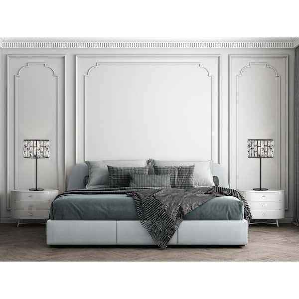 Kristella 24 in. Black Table Lamp with Chrystal Shade