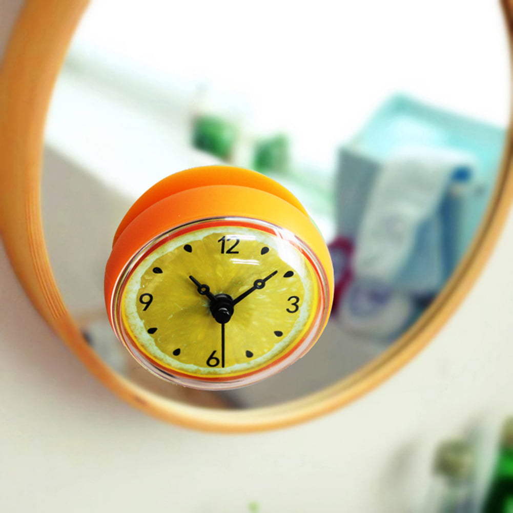 JWF Mall Bathroom Kitchen Waterproof Fruits Lemon Suction Cup Refrigerator Wall Clock
