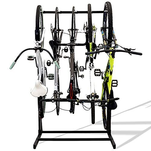 Freestanding Bike Storage Rack, Indoor Garage Floor Stand, Bicycle 5 Bike