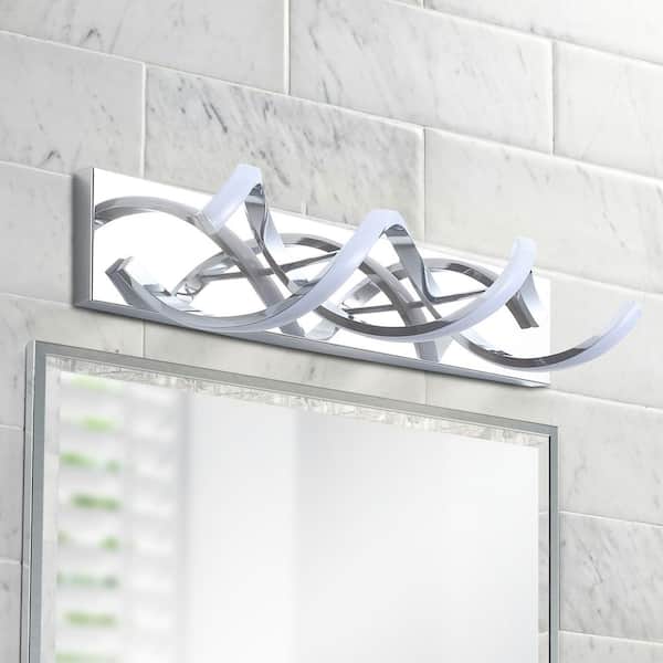 23.6 in. 2-Light Vanity Light LED Modern DNA Design Wave Chrome Bathroom LED