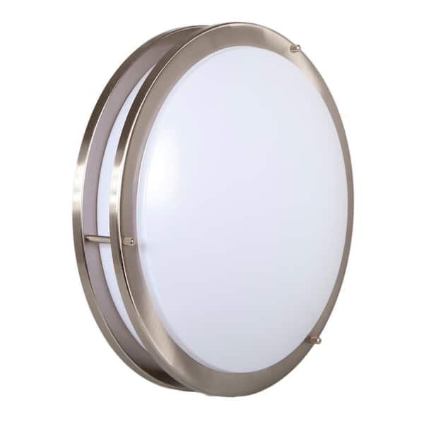 14 in. Satin Nickel LED Ceiling Mount Fixture, 5 CCT 2700K-5000K, 2100 Lumens, Dimmable