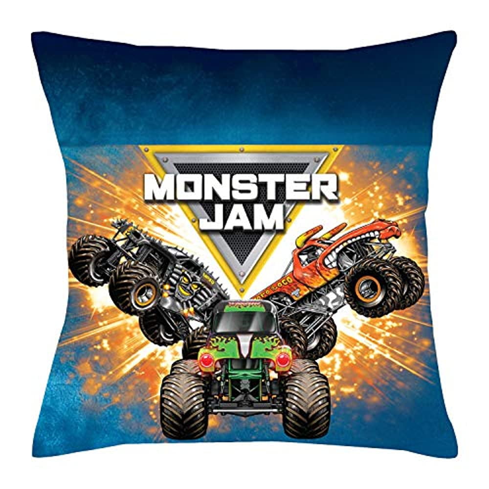Personalized Monster Jam Trucks Throw Pillow - Logo Blue