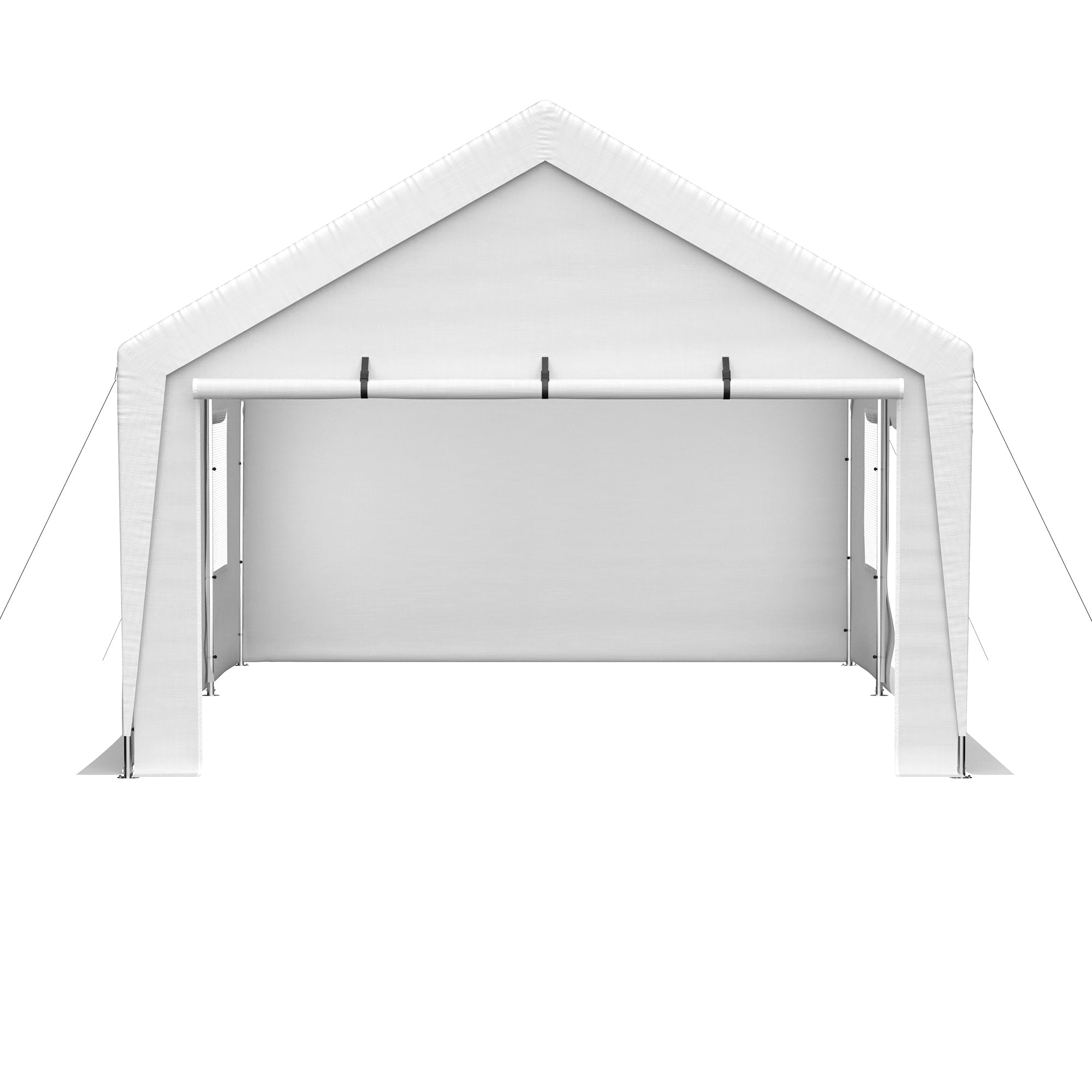 LZBEITEM Carport, 13' x 20' Heavy Duty Carport with Roll-up Sidewall and Ventilated Windows, Portable Outdoor Garage for Car, Truck, SUV, Boat, Car Canopy with All-Season Tarp, White, Height 9.8'