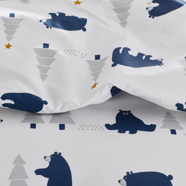 Company Cotton Holiday Bear White Multi Cotton Percale Full Sheet Set