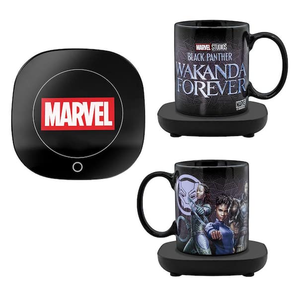 Marvel's Single- Cup Black Drip Coffee Maker Panther Wakanda Forever Coffee Mug with Warmer for Your