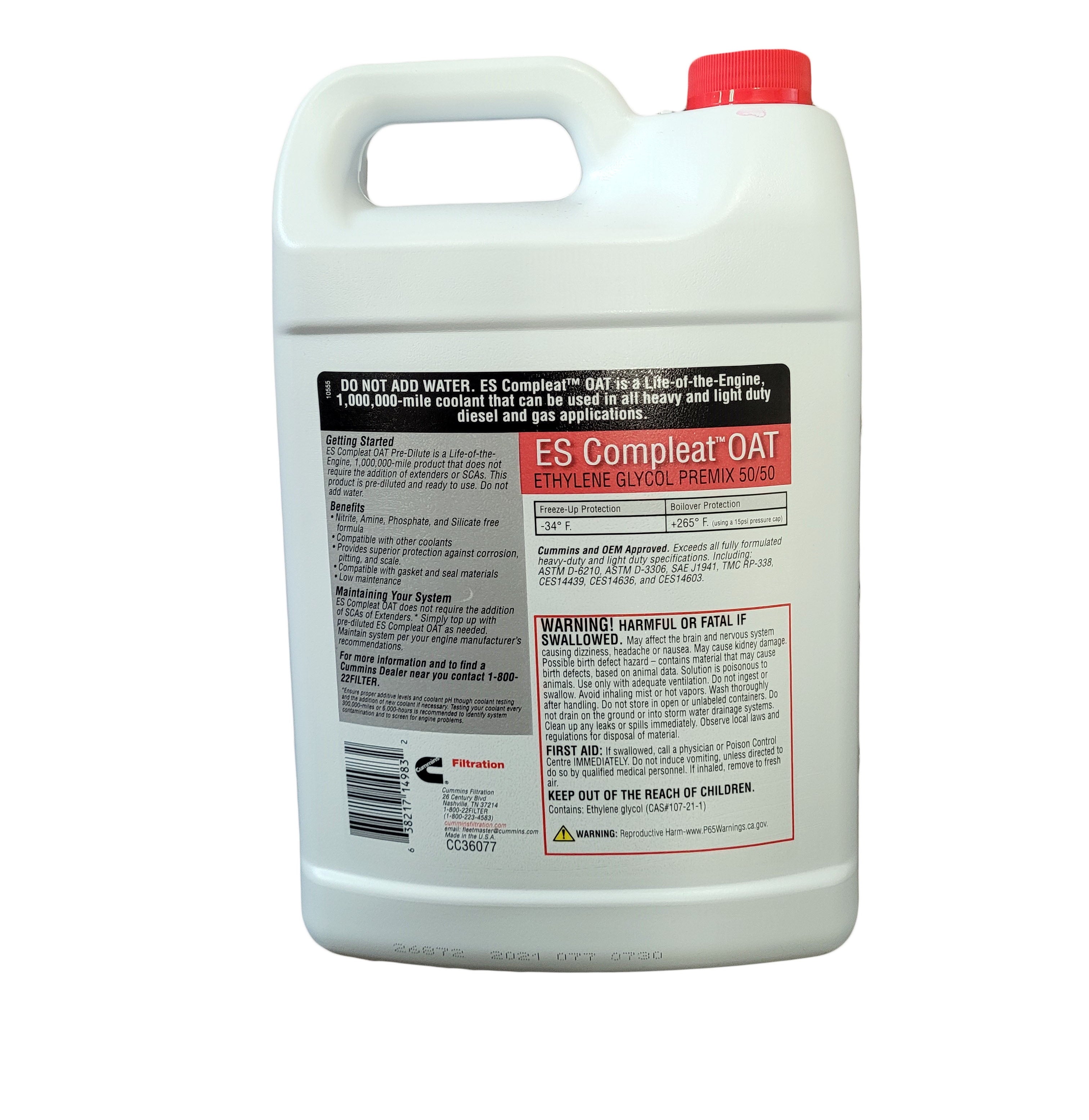 Fleetguard CC36077 Coolant Antifreeze Red 50/50 ES Compleat OAT (Pack of 3)