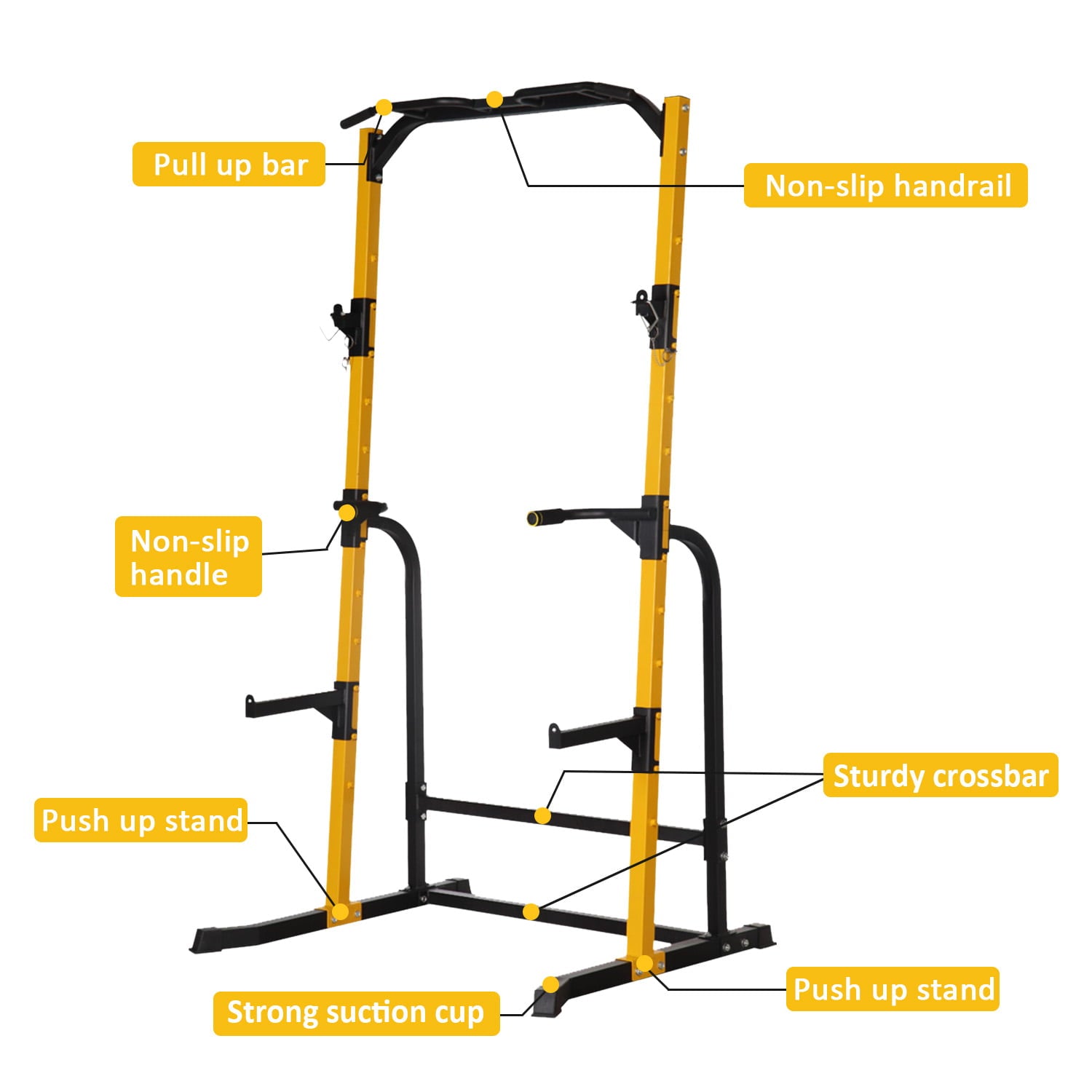 Wesfital Multi-Function Power Tower with Adjustable Barbell Rack Barbell Holder Home Fitness Equipment, Yellow