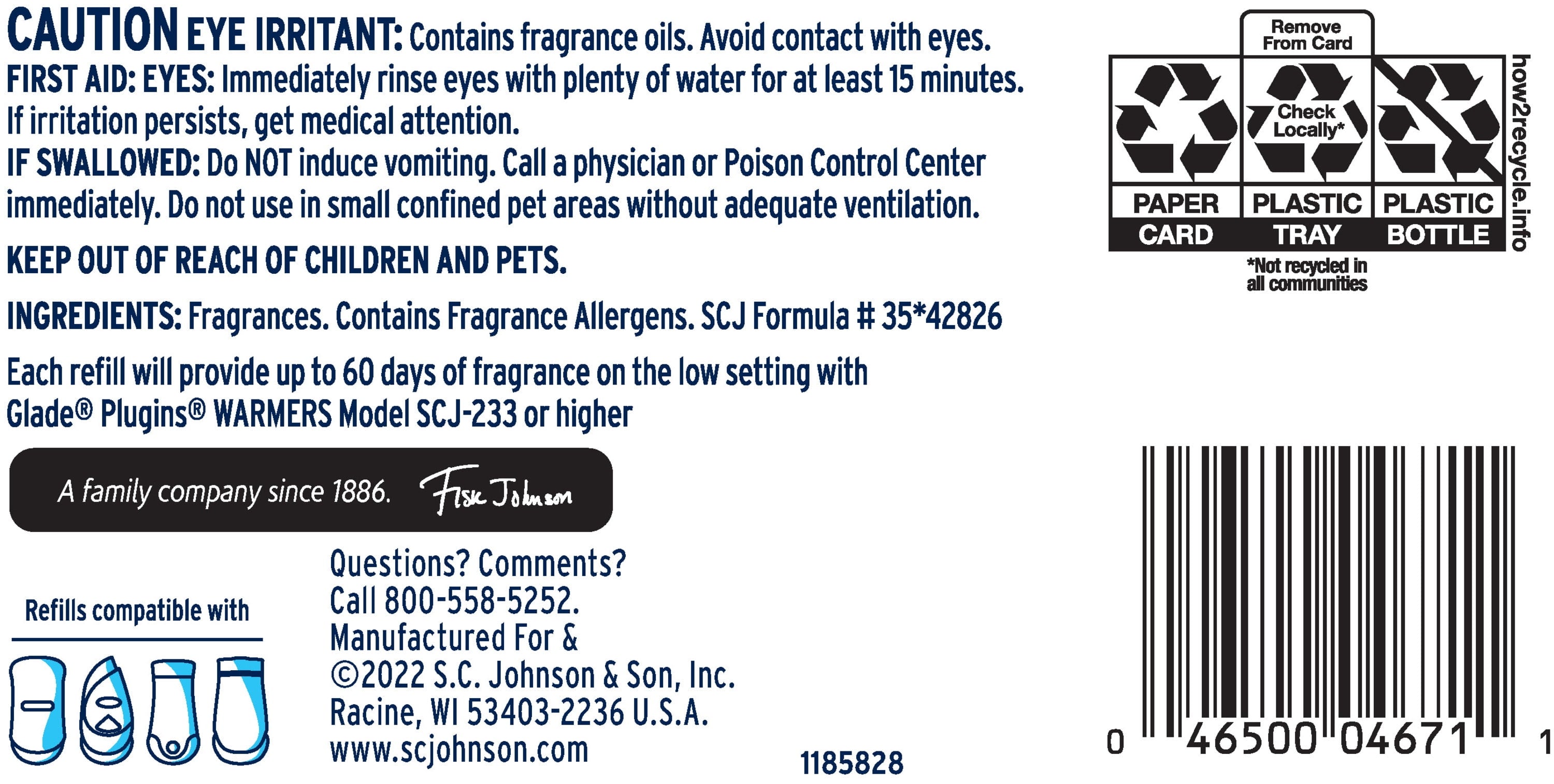 Glade PlugIns Scented Oil, 2 Refills, Crisp Cranberry Champagne, 0.67oz each, 1.34 oz Total