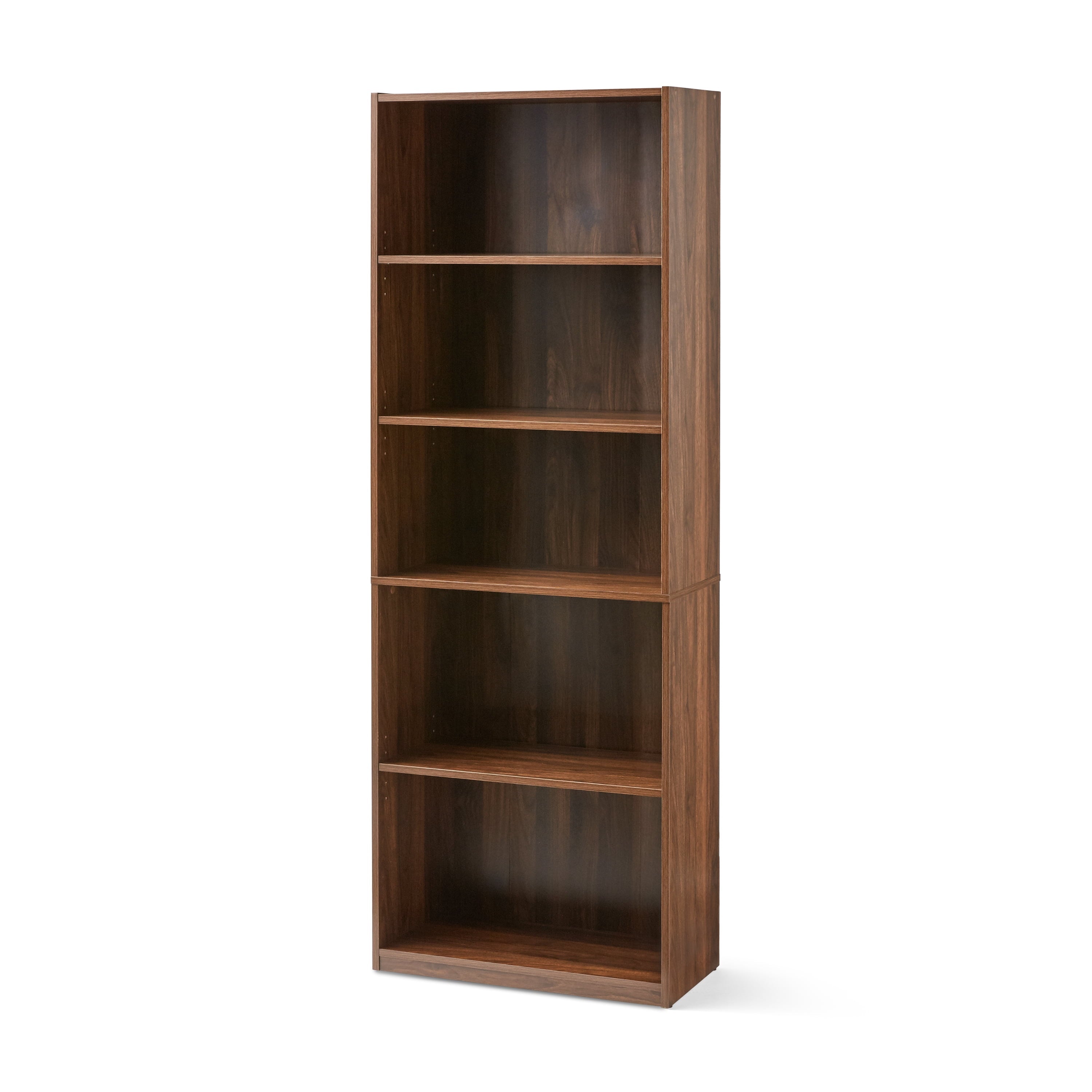 Mainstays 5-Shelf Bookcase with Adjustable Shelves, Canyon Walnut