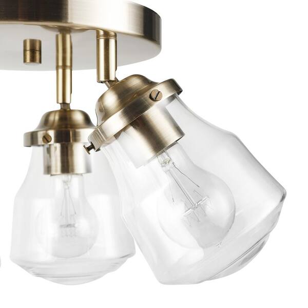 Gerard 1.53 ft. 3-Lights Antique Brass Fixed Track Lighting Kit with Clear Glass Shades, Bulbs Included