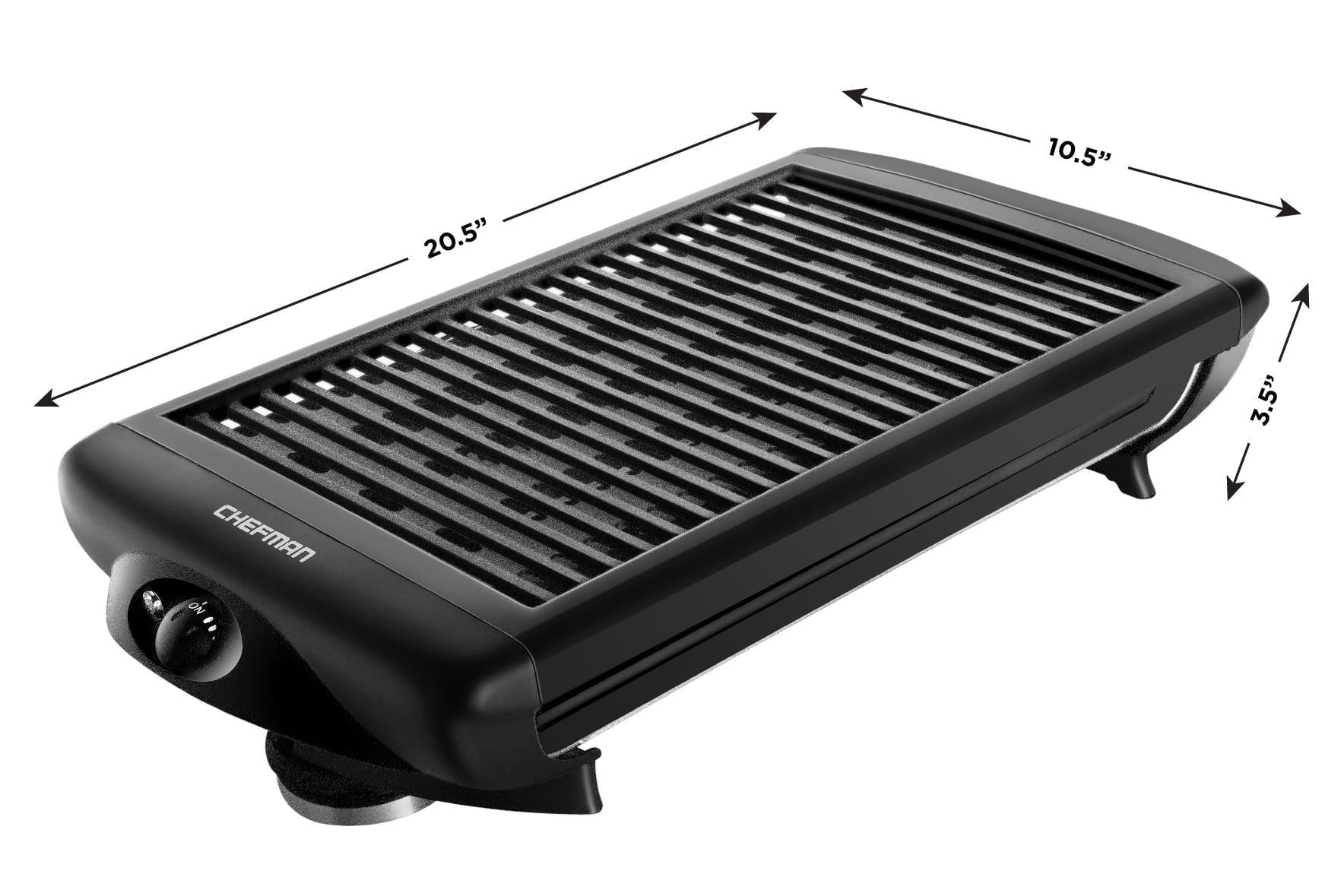 Electric Smokeless Indoor Grill with Non-Stick Cooking Surface and Adjustable Temperature Knob from Warm to Sear for Customized Grilling, Dishwasher Safe Removable Drip Tray, Black