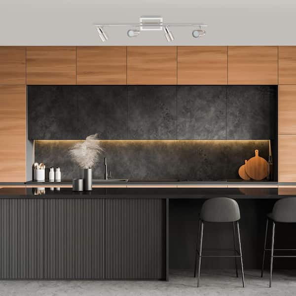 Davida-2 3 ft. Matte Nickel/Chrome Fixed Track Lighting Kit