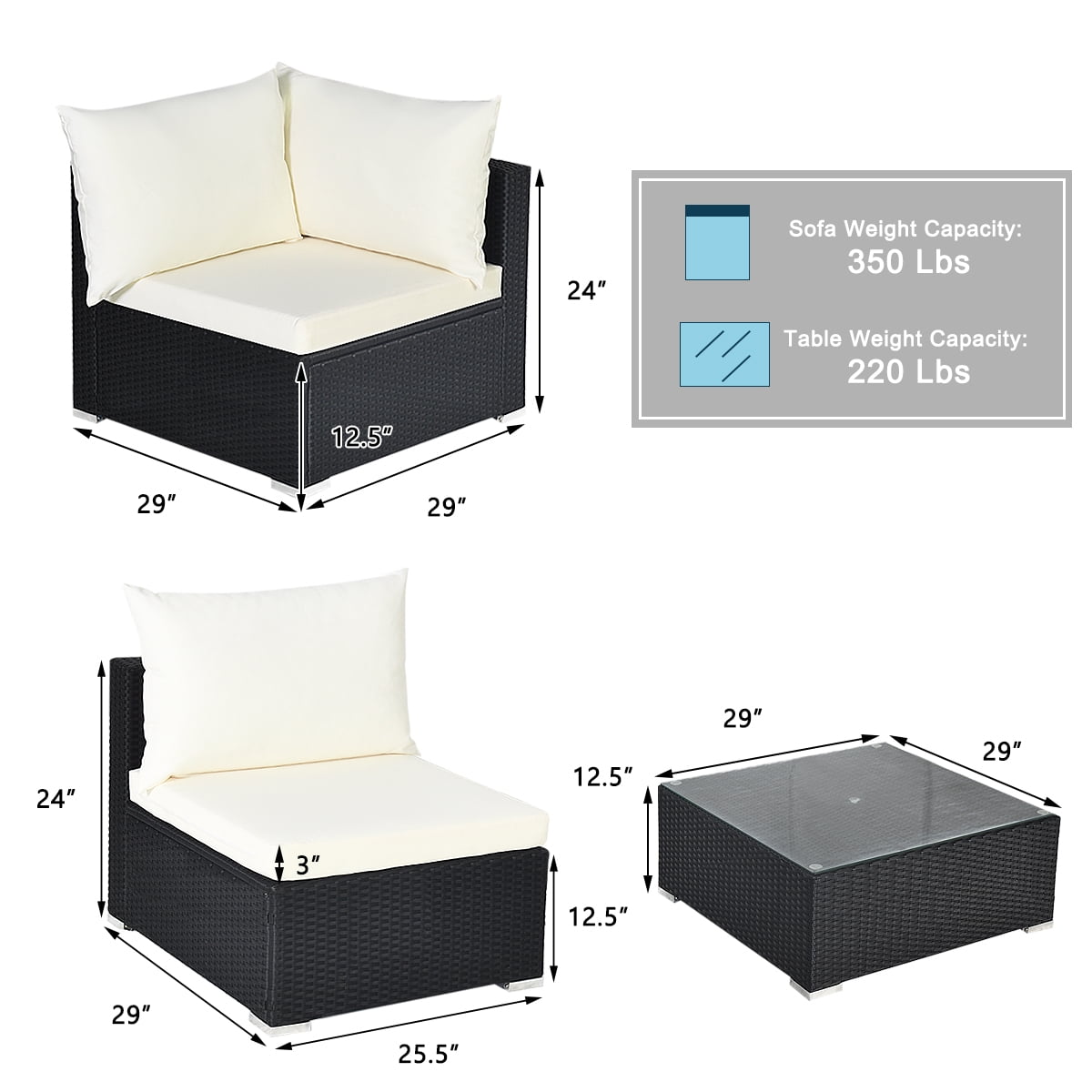 Gymax 7PCS Rattan Patio Conversation Sectional Furniture Set w/ Cushion Pillow