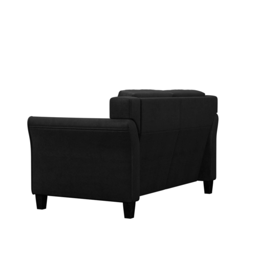Modern 2 Seat Loveseat Couch Sofa Rolled Arms Cushions Upholstered Black Fabric