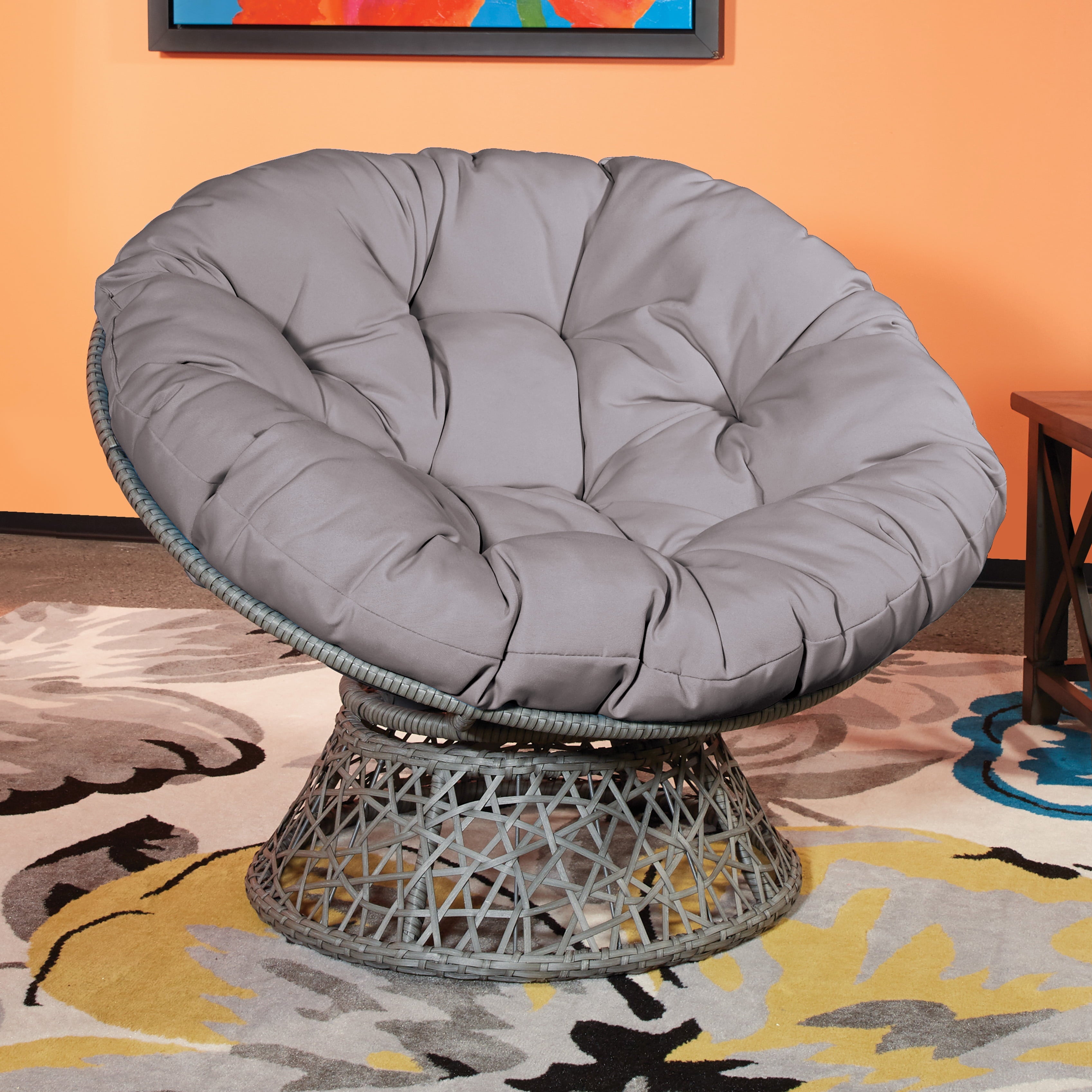 OSP Designs Papasan - Chair - swivel - polyester, metal frame - gray