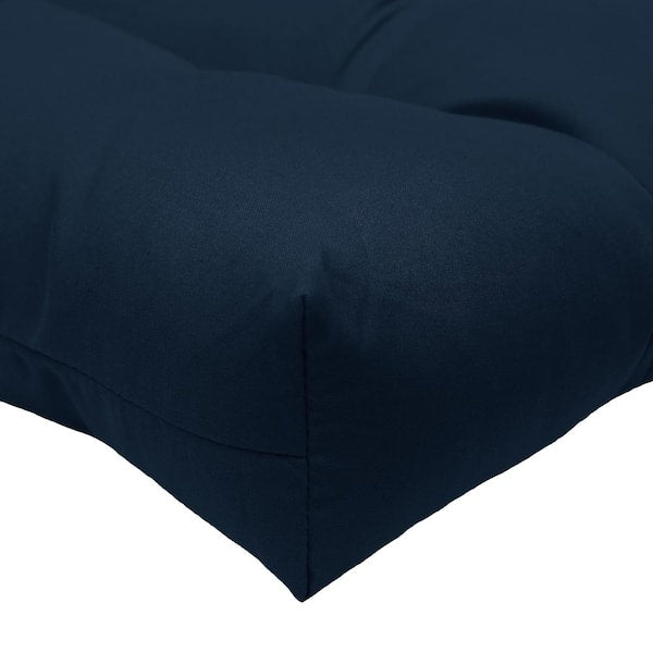 Tufted Chair Pad Navy Polyester Smooth 15 in. W x 15 in. L Indoor Cushion (2-Chair Pad Cushions)