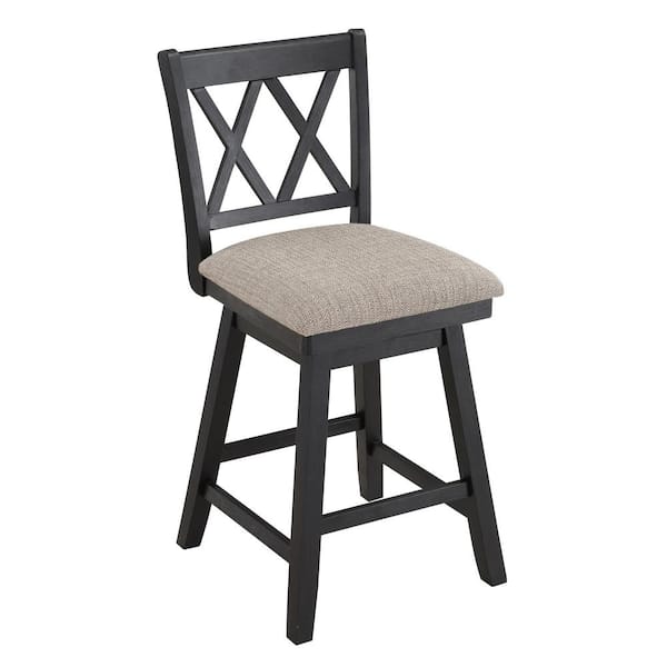 Brookline 37.5 in. Black High Back Wood 24 in. Bar Stool